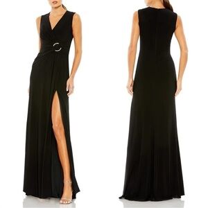 Size 6 - Mac Duggal Draped Side Knot‎ Jersey Gown w/ Rhinestone Ring